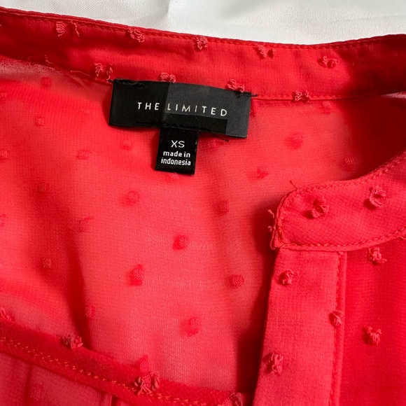 The Limited Women Coral Pink V-Neck Short Sleeve Blouse Transparent Size XS EUC - Picture 4 of 12